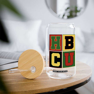 HBCU Block Letter Pride Graphic Glass Can College Support Statement Black Excellence TS02 Print Your Wear