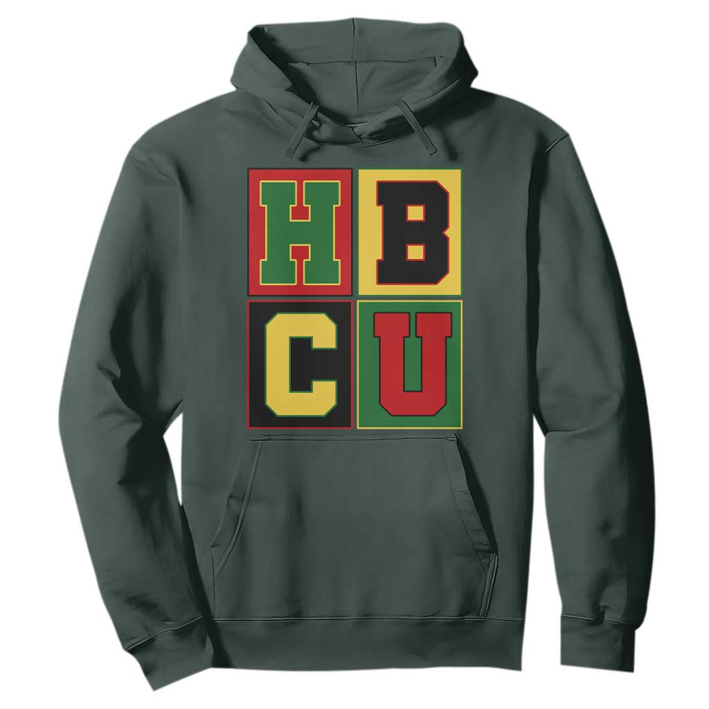 HBCU Block Letter Pride Graphic Hoodie College Support Statement Black Excellence TS02 Dark Forest Green Print Your Wear