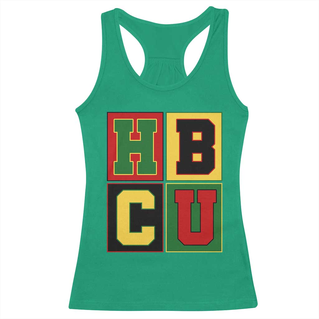 HBCU Block Letter Pride Graphic Racerback Tank Top College Support Statement Black Excellence TS02 Irish Green Print Your Wear
