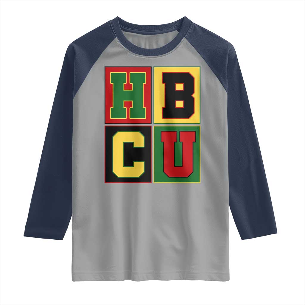 HBCU Block Letter Pride Graphic Raglan Shirt College Support Statement Black Excellence TS02 Sport Gray Navy Print Your Wear