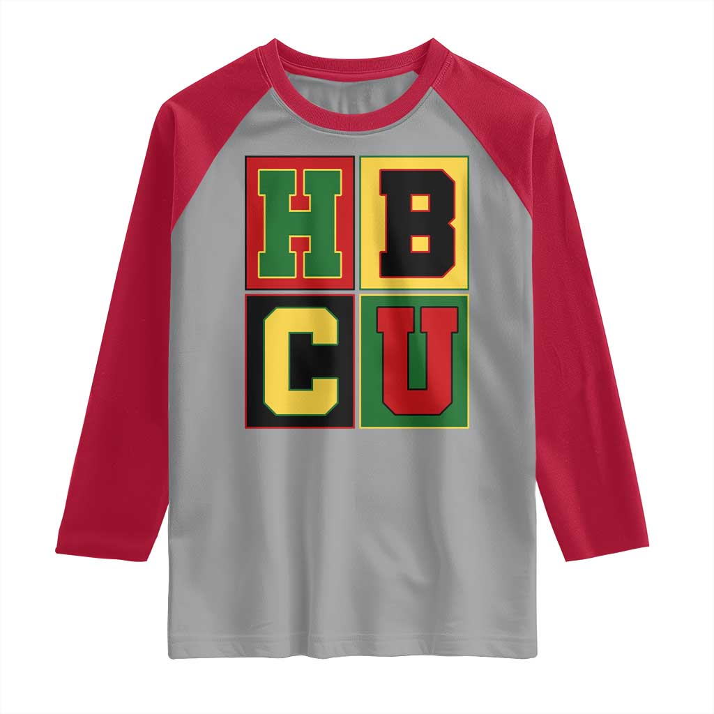 HBCU Block Letter Pride Graphic Raglan Shirt College Support Statement Black Excellence TS02 Sport Gray Red Print Your Wear