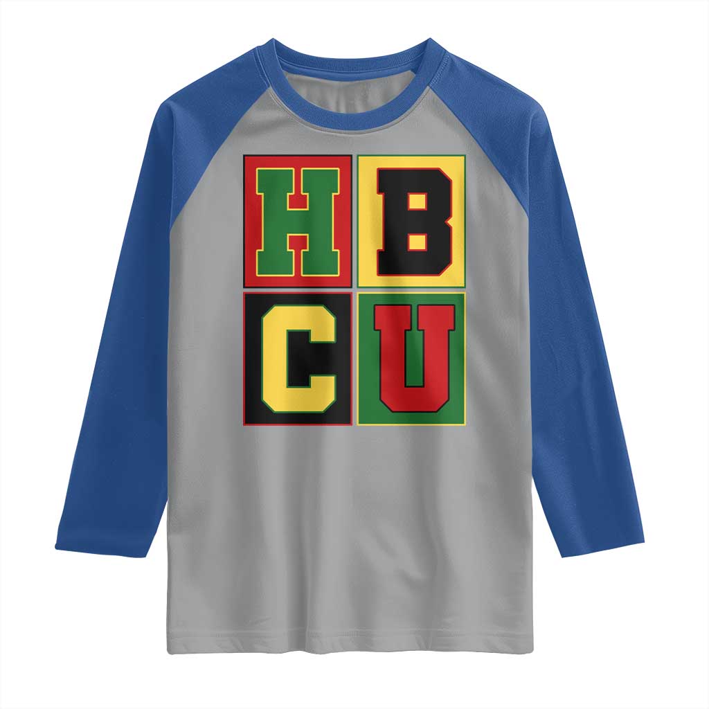 HBCU Block Letter Pride Graphic Raglan Shirt College Support Statement Black Excellence TS02 Sport Gray Royal Print Your Wear