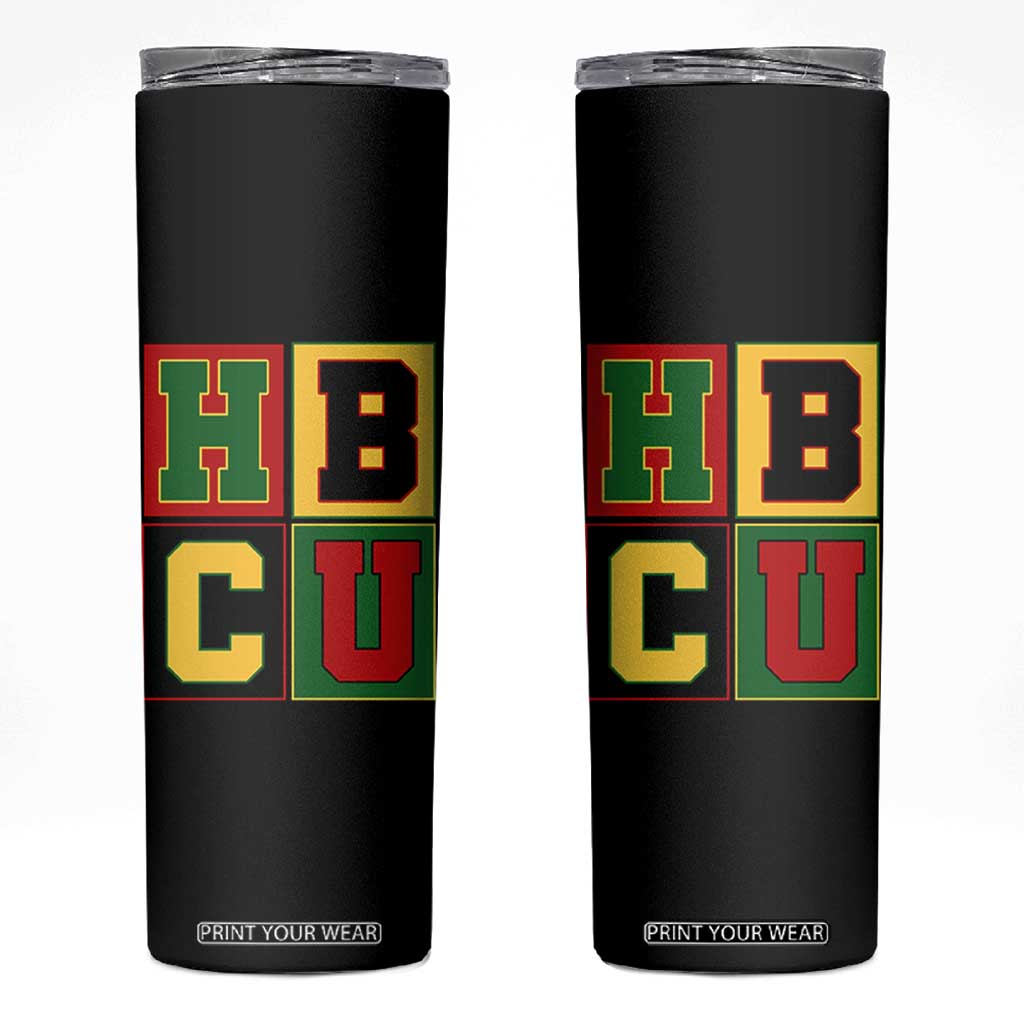 HBCU Block Letter Pride Graphic Skinny Tumbler College Support Statement Black Excellence TS02 Black Print Your Wear
