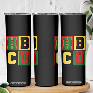 HBCU Block Letter Pride Graphic Skinny Tumbler College Support Statement Black Excellence TS02 Print Your Wear