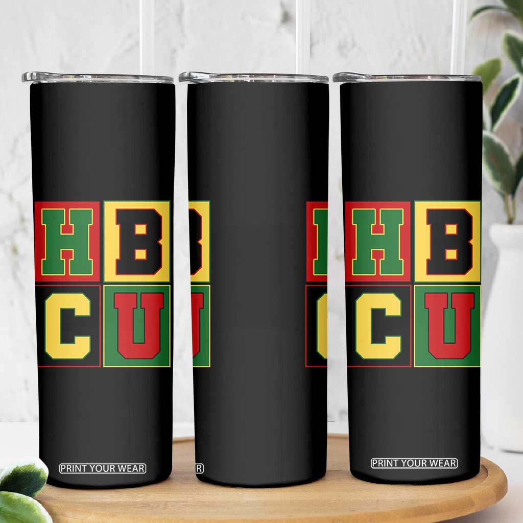 HBCU Block Letter Pride Graphic Skinny Tumbler College Support Statement Black Excellence TS02 Print Your Wear