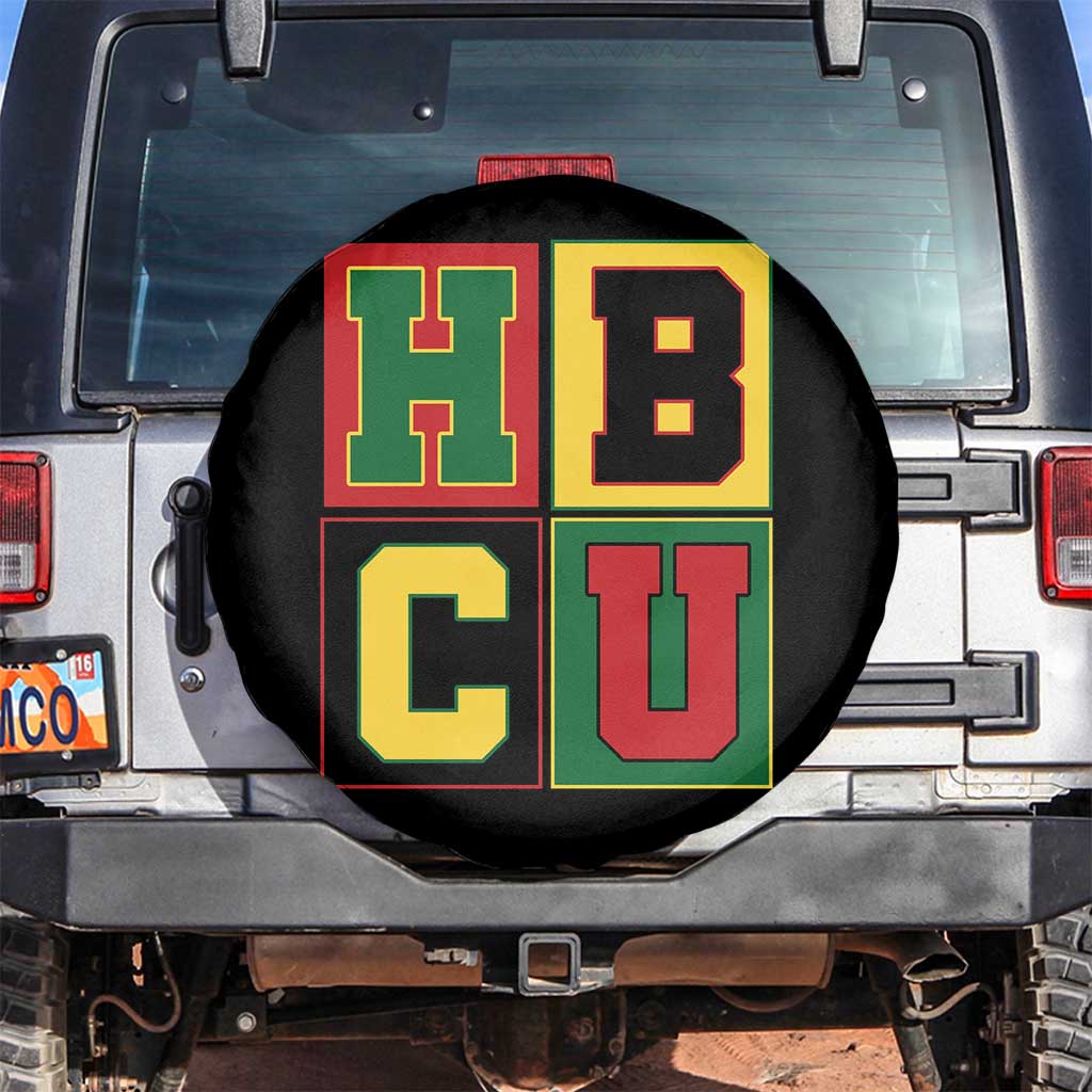HBCU Block Letter Pride Graphic Spare Tire Cover College Support Statement Black Excellence TS02 No hole Black Print Your Wear