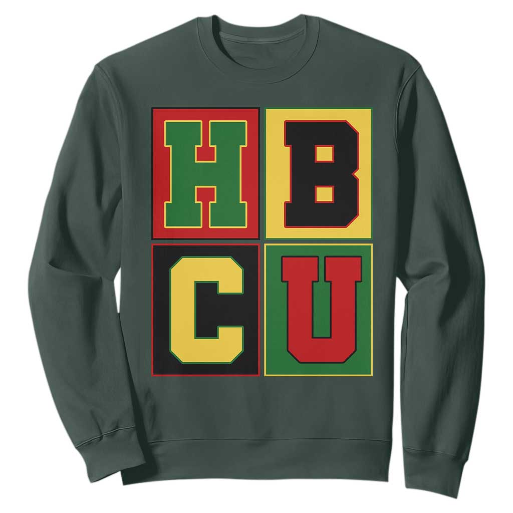 HBCU Block Letter Pride Graphic Sweatshirt College Support Statement Black Excellence TS02 Dark Forest Green Print Your Wear