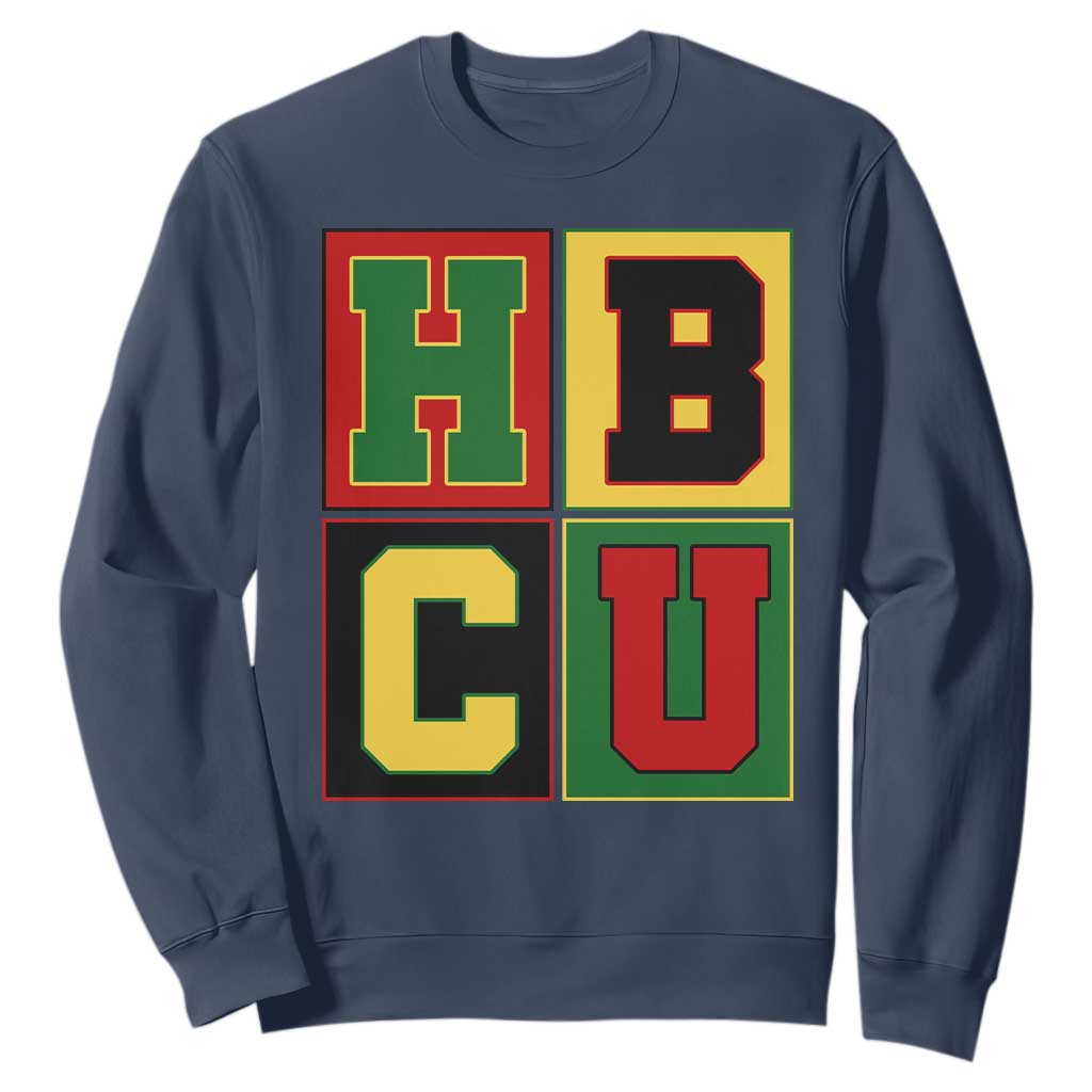 HBCU Block Letter Pride Graphic Sweatshirt College Support Statement Black Excellence TS02 Navy Print Your Wear