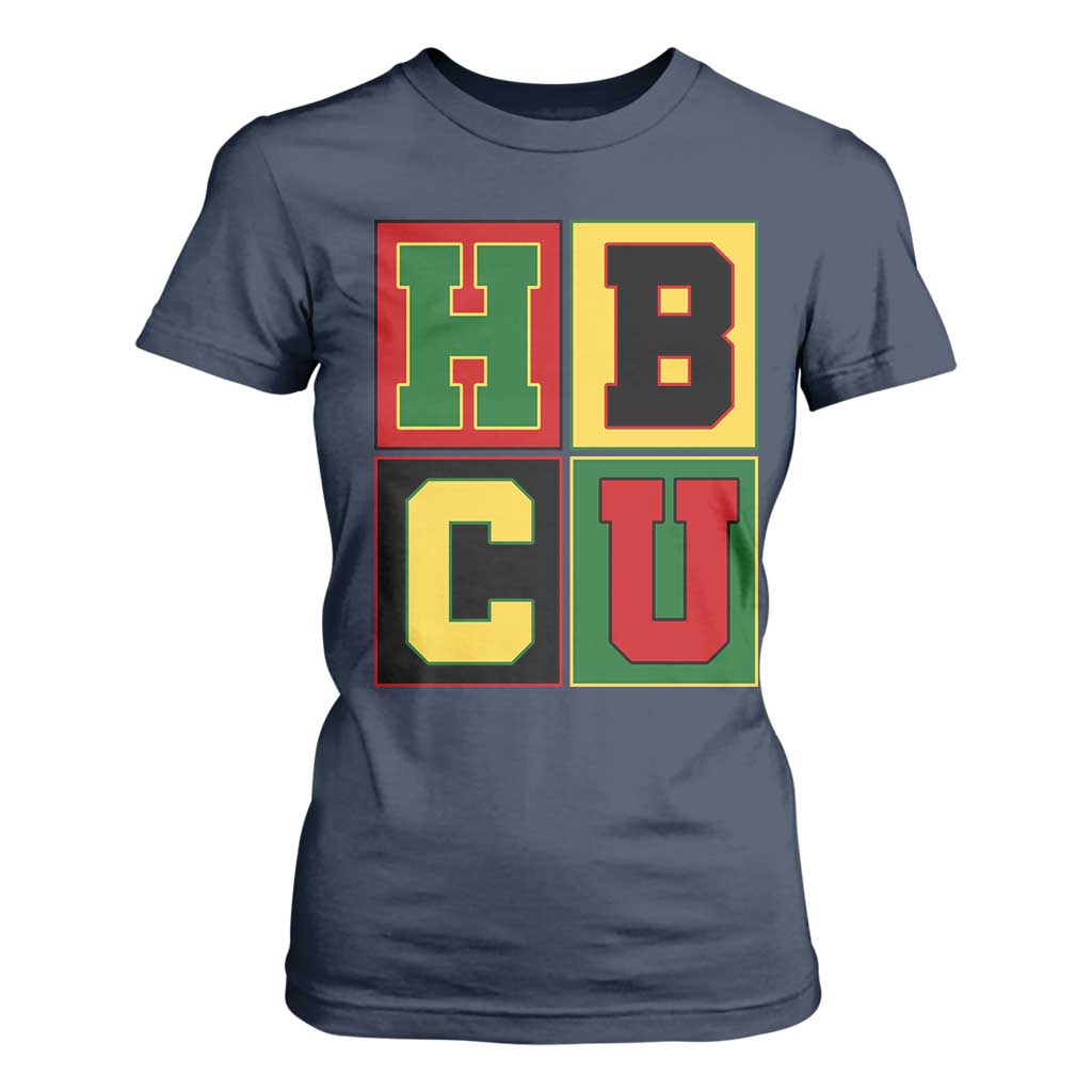 HBCU Block Letter Pride Graphic T Shirt For Women College Support Statement Black Excellence TS02 Navy Print Your Wear