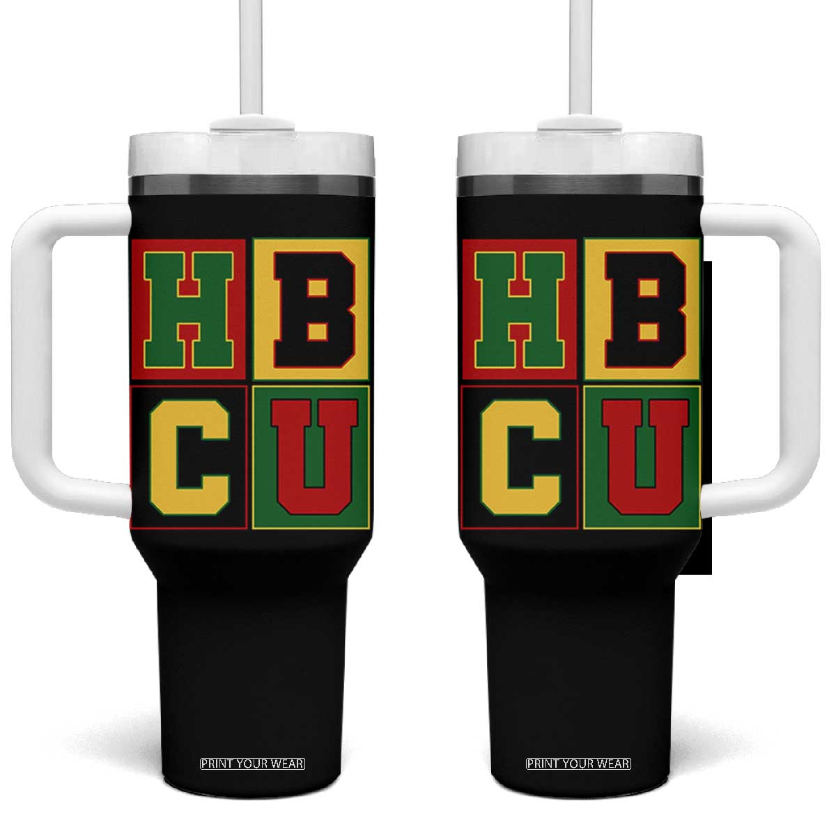 HBCU Block Letter Pride Graphic Tumbler With Handle College Support Statement Black Excellence TS02 One Size: 40 oz Black Print Your Wear