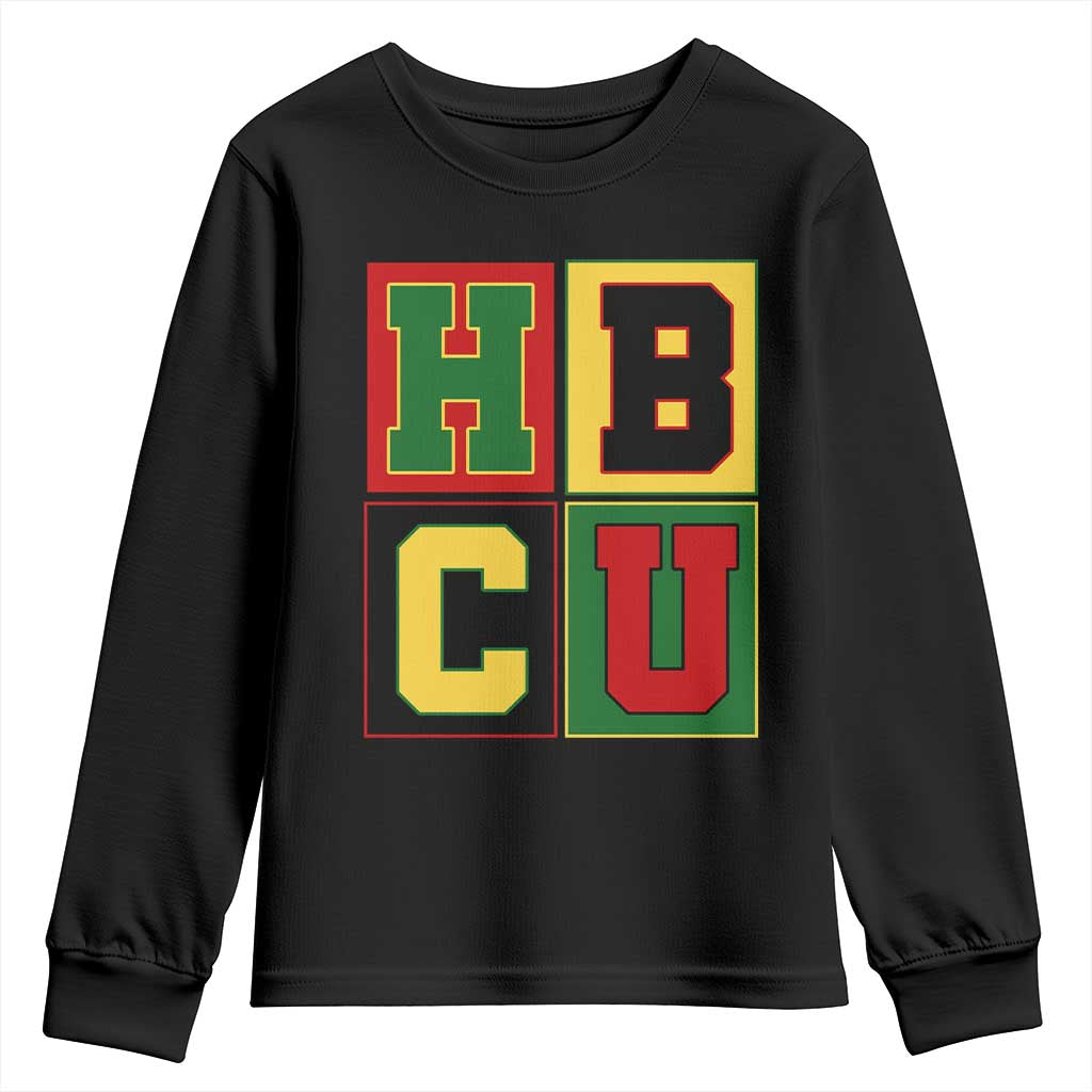 HBCU Block Letter Pride Graphic Youth Sweatshirt College Support Statement Black Excellence TS02 Black Print Your Wear