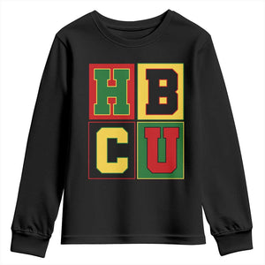 HBCU Block Letter Pride Graphic Youth Sweatshirt College Support Statement Black Excellence TS02 Black Print Your Wear