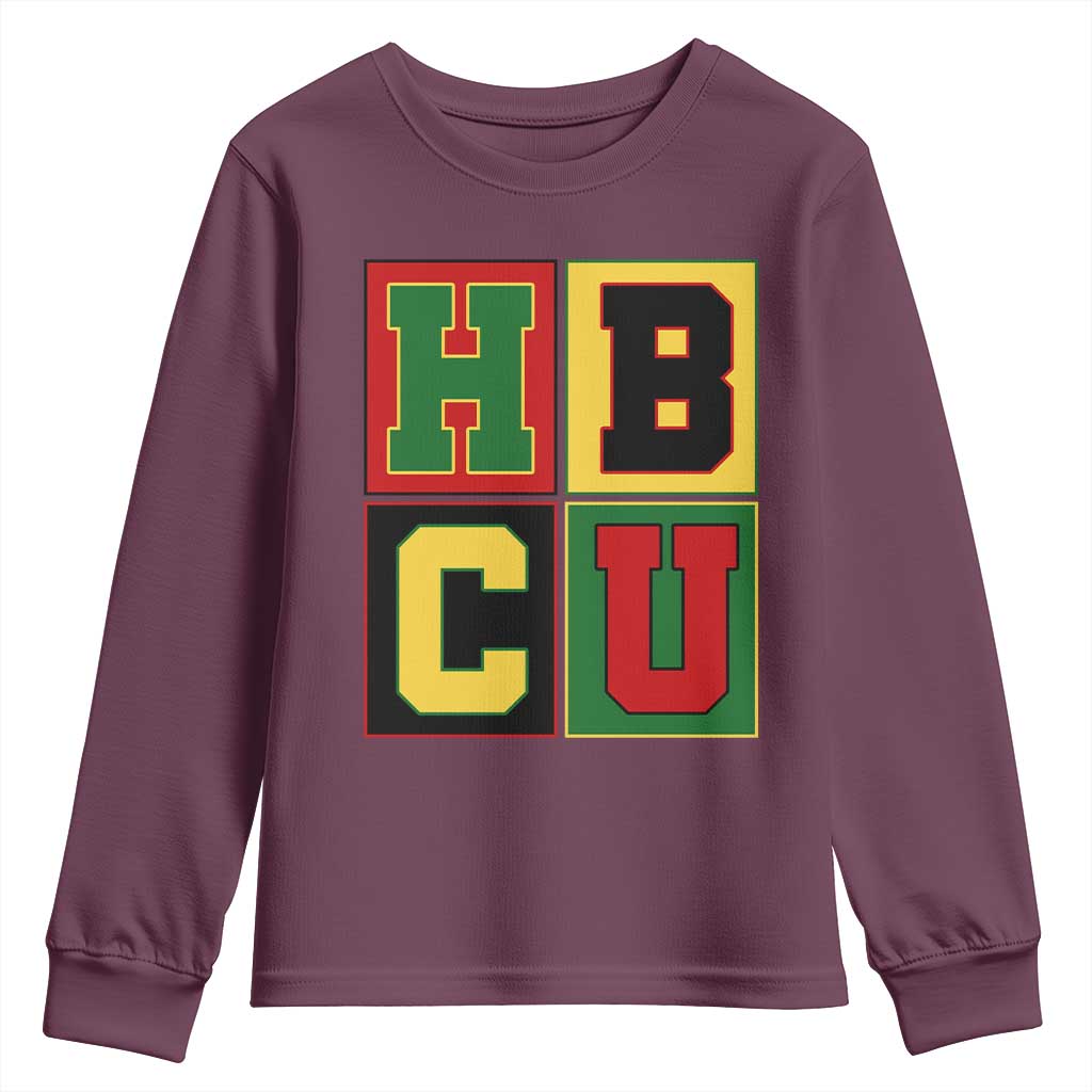 HBCU Block Letter Pride Graphic Youth Sweatshirt College Support Statement Black Excellence TS02 Maroon Print Your Wear