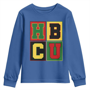 HBCU Block Letter Pride Graphic Youth Sweatshirt College Support Statement Black Excellence TS02 Royal Blue Print Your Wear