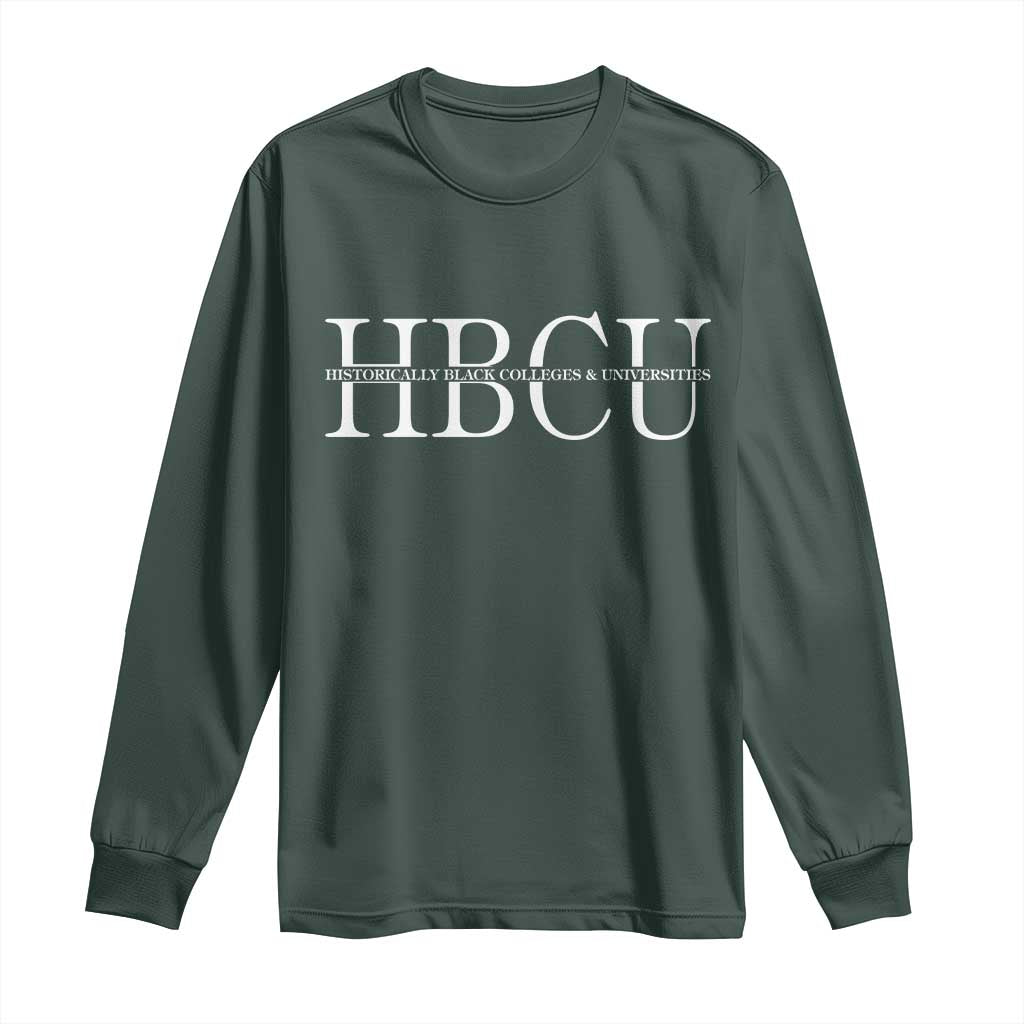 HBCU Pride Classic Statement Long Sleeve Shirt Minimalist Black Excellence and History TS02 Dark Forest Green Print Your Wear