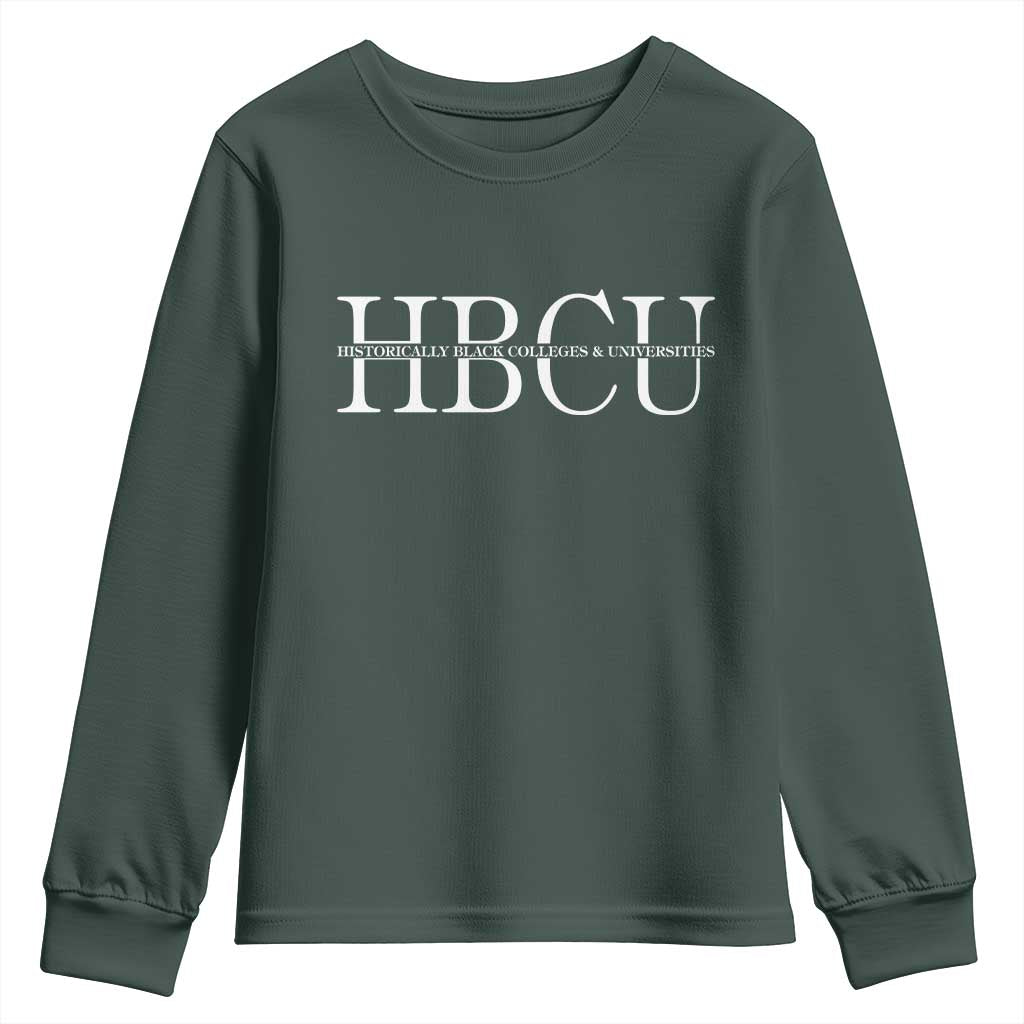 HBCU Pride Classic Statement Youth Sweatshirt Minimalist Black Excellence and History TS02 Dark Forest Green Print Your Wear