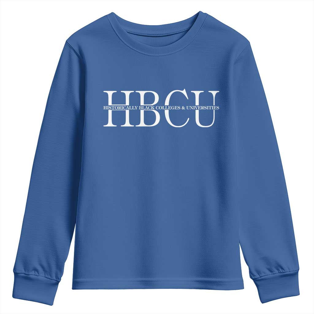 HBCU Pride Classic Statement Youth Sweatshirt Minimalist Black Excellence and History TS02 Royal Blue Print Your Wear