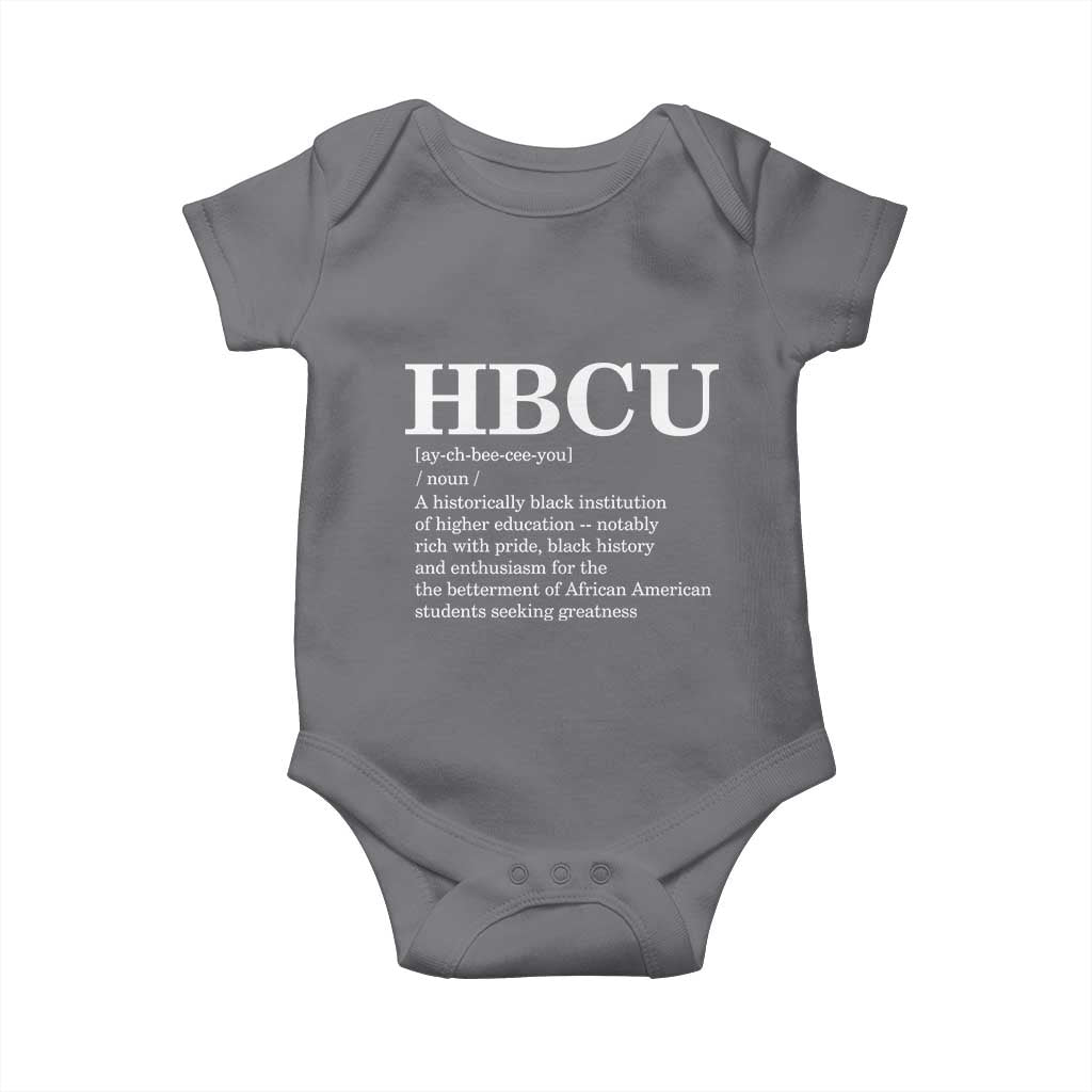 HBCU Definition Baby Onesie Historically Black College Pride Celebrating Education and Black History TS02 Charcoal Print Your Wear