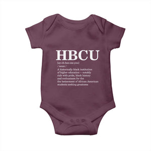 HBCU Definition Baby Onesie Historically Black College Pride Celebrating Education and Black History TS02 Maroon Print Your Wear