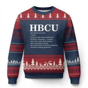 HBCU Definition Ugly Christmas Sweater Historically Black College Pride Celebrating Education and Black History TS02 Navy Red Print Your Wear