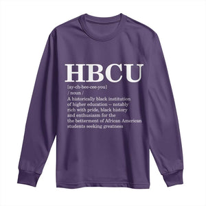 HBCU Definition Long Sleeve Shirt Historically Black College Pride Celebrating Education and Black History TS02 Purple Print Your Wear