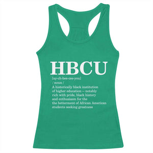 HBCU Definition Racerback Tank Top Historically Black College Pride Celebrating Education and Black History TS02 Irish Green Print Your Wear
