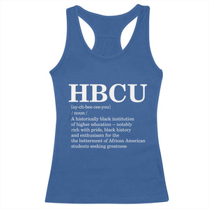 HBCU Definition Racerback Tank Top Historically Black College Pride Celebrating Education and Black History TS02 Royal Blue Print Your Wear