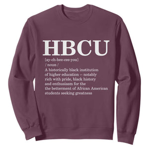 HBCU Definition Sweatshirt Historically Black College Pride Celebrating Education and Black History TS02 Maroon Print Your Wear