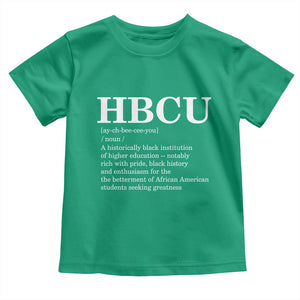 HBCU Definition Toddler T Shirt Historically Black College Pride Celebrating Education and Black History TS02 Irish Green Print Your Wear