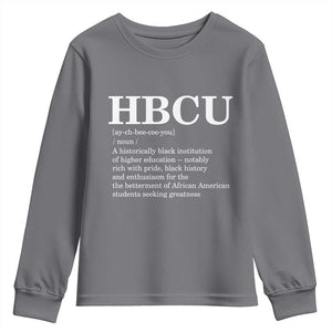 HBCU Definition Youth Sweatshirt Historically Black College Pride Celebrating Education and Black History TS02 Charcoal Print Your Wear