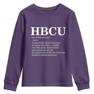 HBCU Definition Youth Sweatshirt Historically Black College Pride Celebrating Education and Black History TS02 Purple Print Your Wear