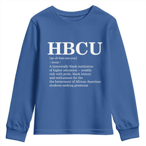 HBCU Definition Youth Sweatshirt Historically Black College Pride Celebrating Education and Black History TS02 Royal Blue Print Your Wear