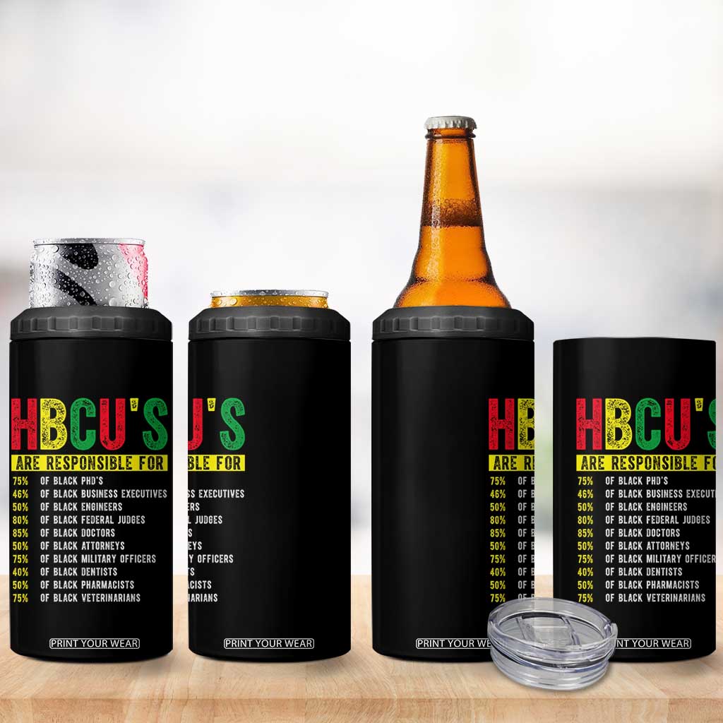 HBCUs Are Responsible For Black Excellence 4 in 1 Can Cooler Tumbler Powerful Education Impact Statistics Pride TS02 Print Your Wear