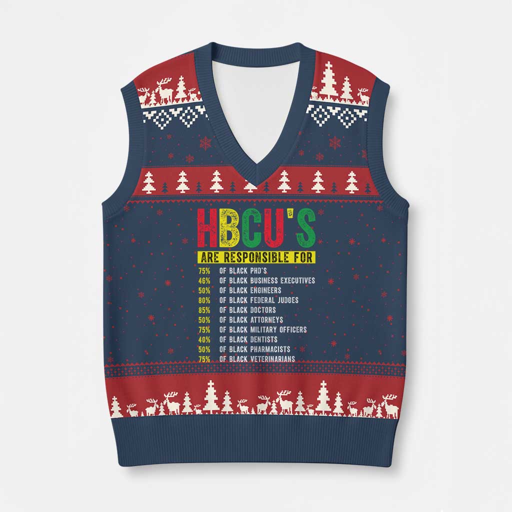 HBCUs Are Responsible For Black Excellence V-Neck Knit Sweater Vest Powerful Education Impact Statistics Pride TS02 Navy Red Print Your Wear