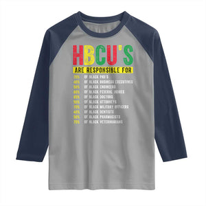 HBCUs Are Responsible For Black Excellence Raglan Shirt Powerful Education Impact Statistics Pride TS02 Sport Gray Navy Print Your Wear
