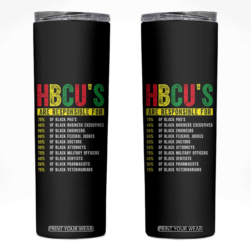 HBCUs Are Responsible For Black Excellence Skinny Tumbler Powerful Education Impact Statistics Pride TS02 Black Print Your Wear