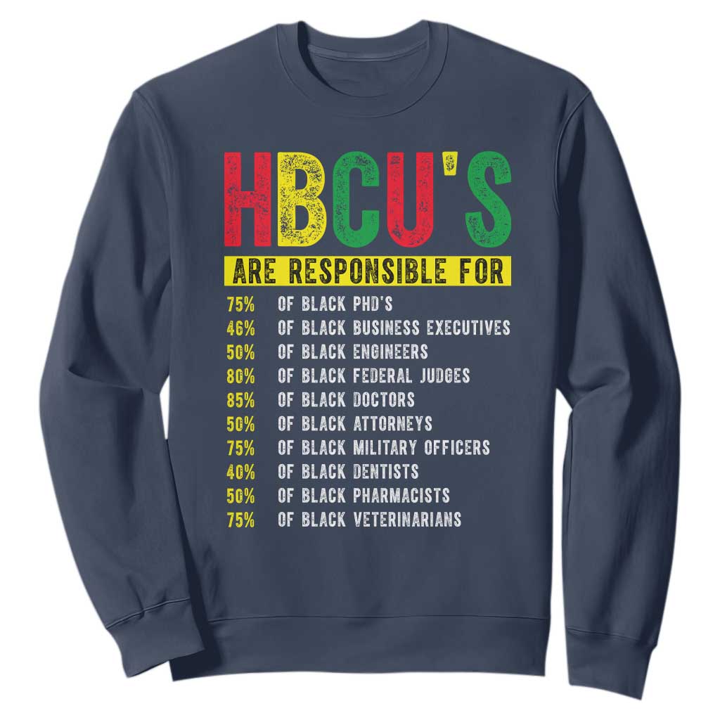 HBCUs Are Responsible For Black Excellence Sweatshirt Powerful Education Impact Statistics Pride TS02 Navy Print Your Wear