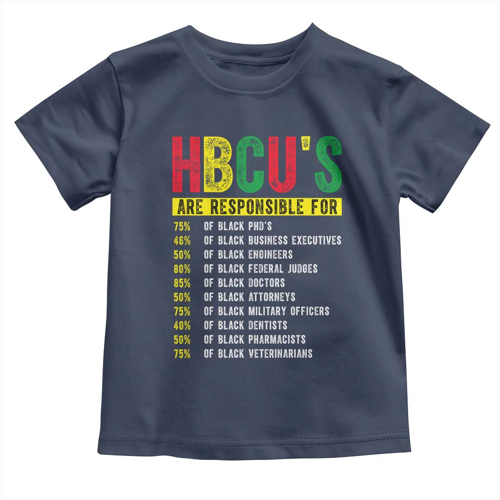 HBCUs Are Responsible For Black Excellence Toddler T Shirt Powerful Education Impact Statistics Pride TS02 Navy Print Your Wear