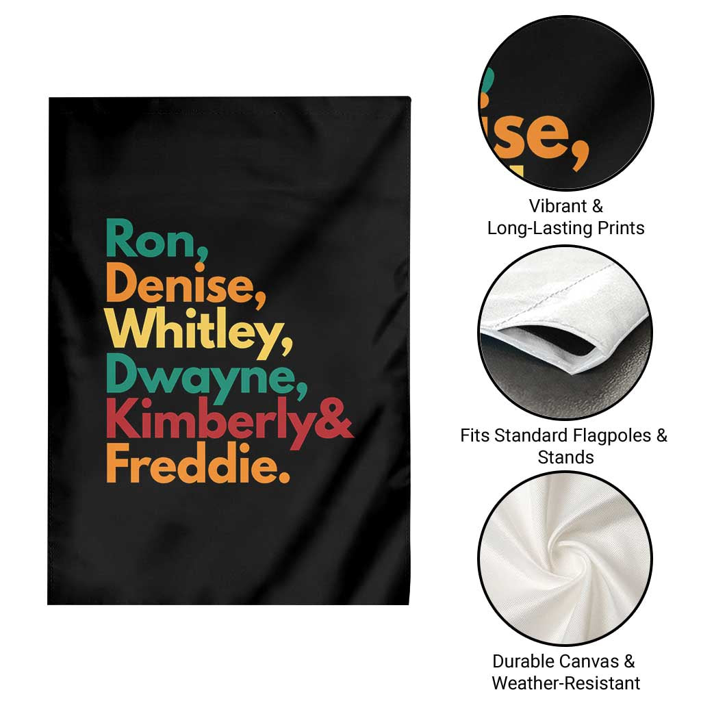 90s Black Sitcom HBCU Culture Tribute Garden Flag Ron Denise Whitley Dwayne Kimberly Freddie TS02 Print Your Wear