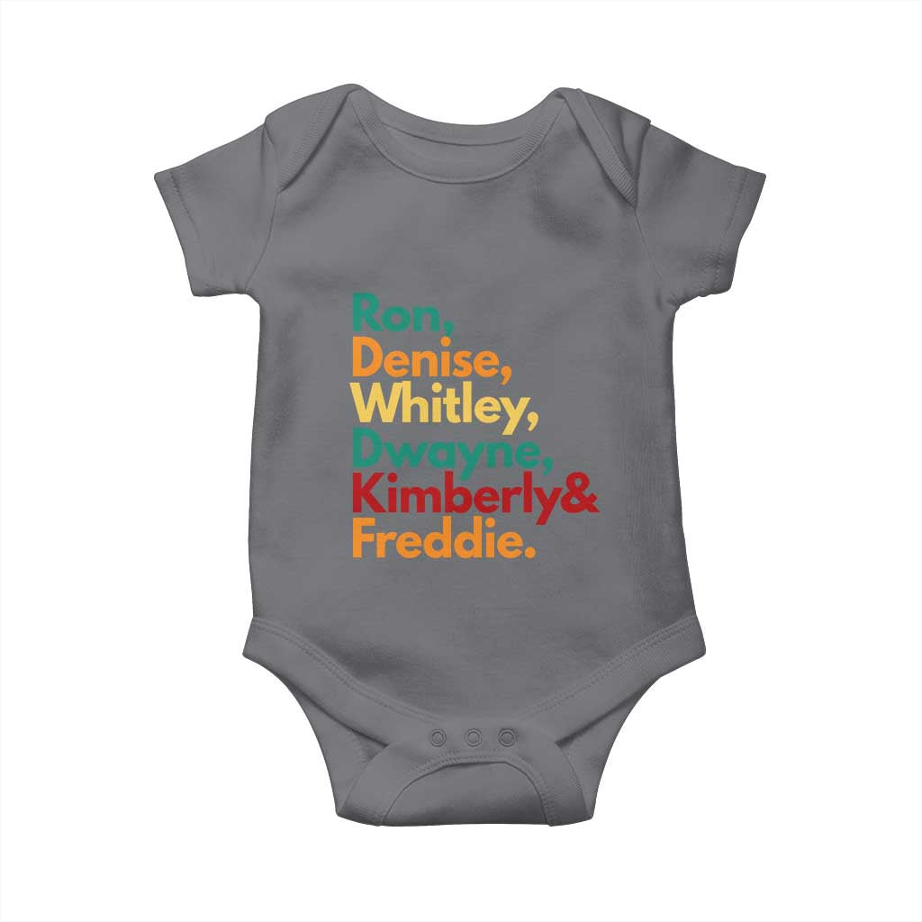 90s Black Sitcom HBCU Culture Tribute Baby Onesie Ron Denise Whitley Dwayne Kimberly Freddie TS02 Charcoal Print Your Wear