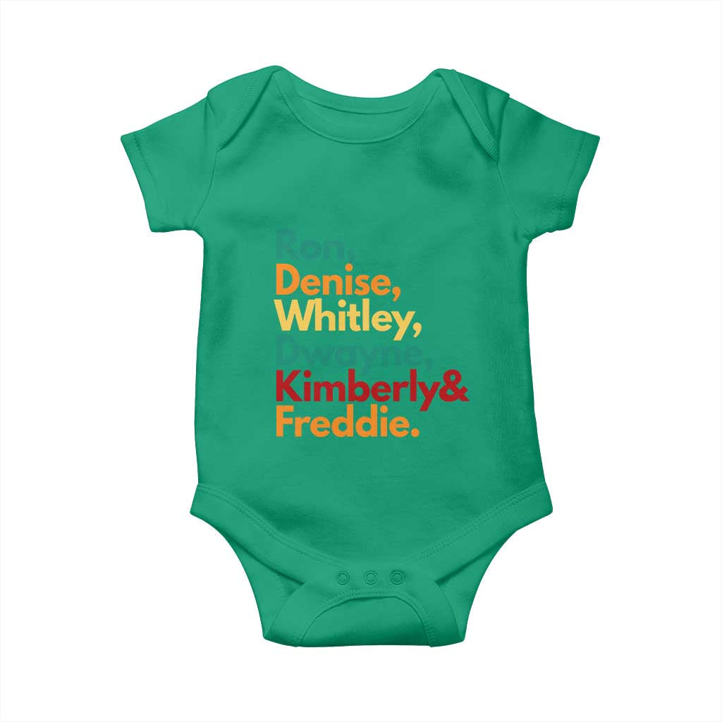 90s Black Sitcom HBCU Culture Tribute Baby Onesie Ron Denise Whitley Dwayne Kimberly Freddie TS02 Irish Green Print Your Wear