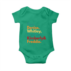 90s Black Sitcom HBCU Culture Tribute Baby Onesie Ron Denise Whitley Dwayne Kimberly Freddie TS02 Irish Green Print Your Wear