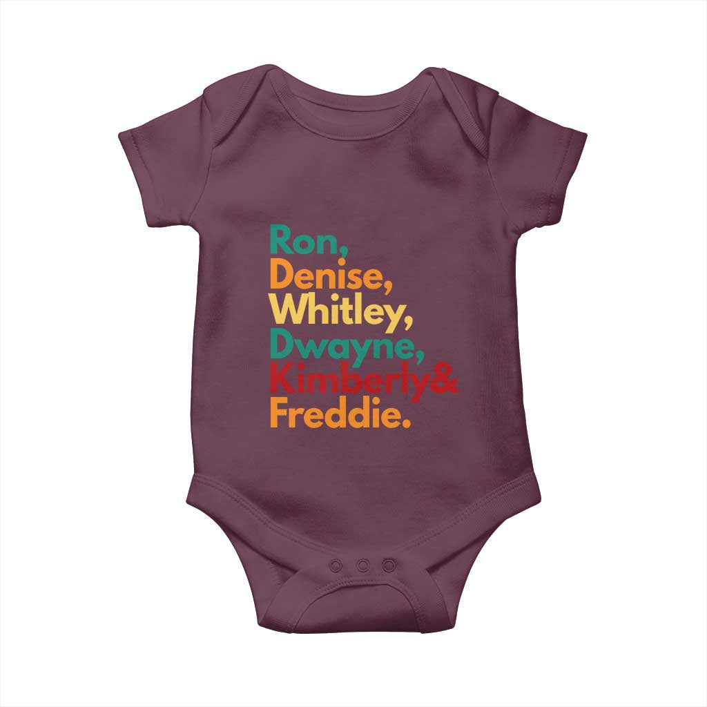 90s Black Sitcom HBCU Culture Tribute Baby Onesie Ron Denise Whitley Dwayne Kimberly Freddie TS02 Maroon Print Your Wear