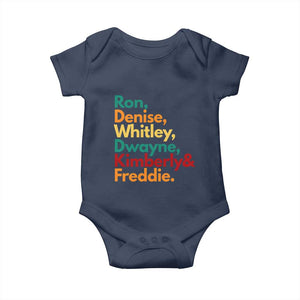 90s Black Sitcom HBCU Culture Tribute Baby Onesie Ron Denise Whitley Dwayne Kimberly Freddie TS02 Navy Print Your Wear