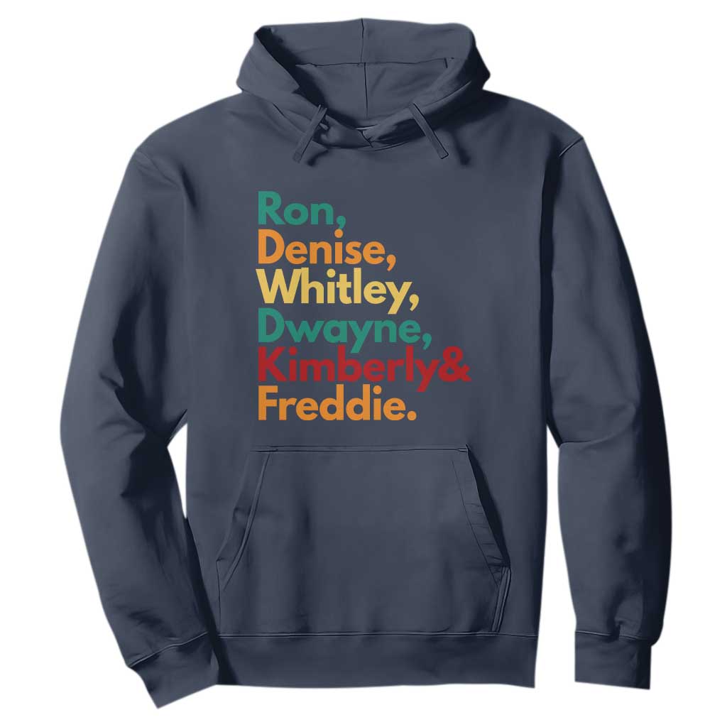 90s Black Sitcom HBCU Culture Tribute Hoodie Ron Denise Whitley Dwayne Kimberly Freddie TS02 Navy Print Your Wear