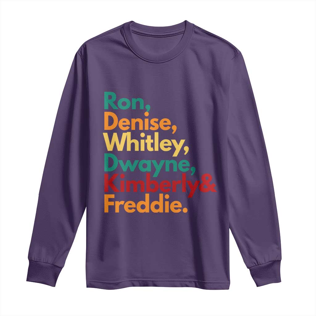 90s Black Sitcom HBCU Culture Tribute Long Sleeve Shirt Ron Denise Whitley Dwayne Kimberly Freddie TS02 Purple Print Your Wear
