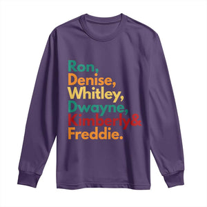 90s Black Sitcom HBCU Culture Tribute Long Sleeve Shirt Ron Denise Whitley Dwayne Kimberly Freddie TS02 Purple Print Your Wear