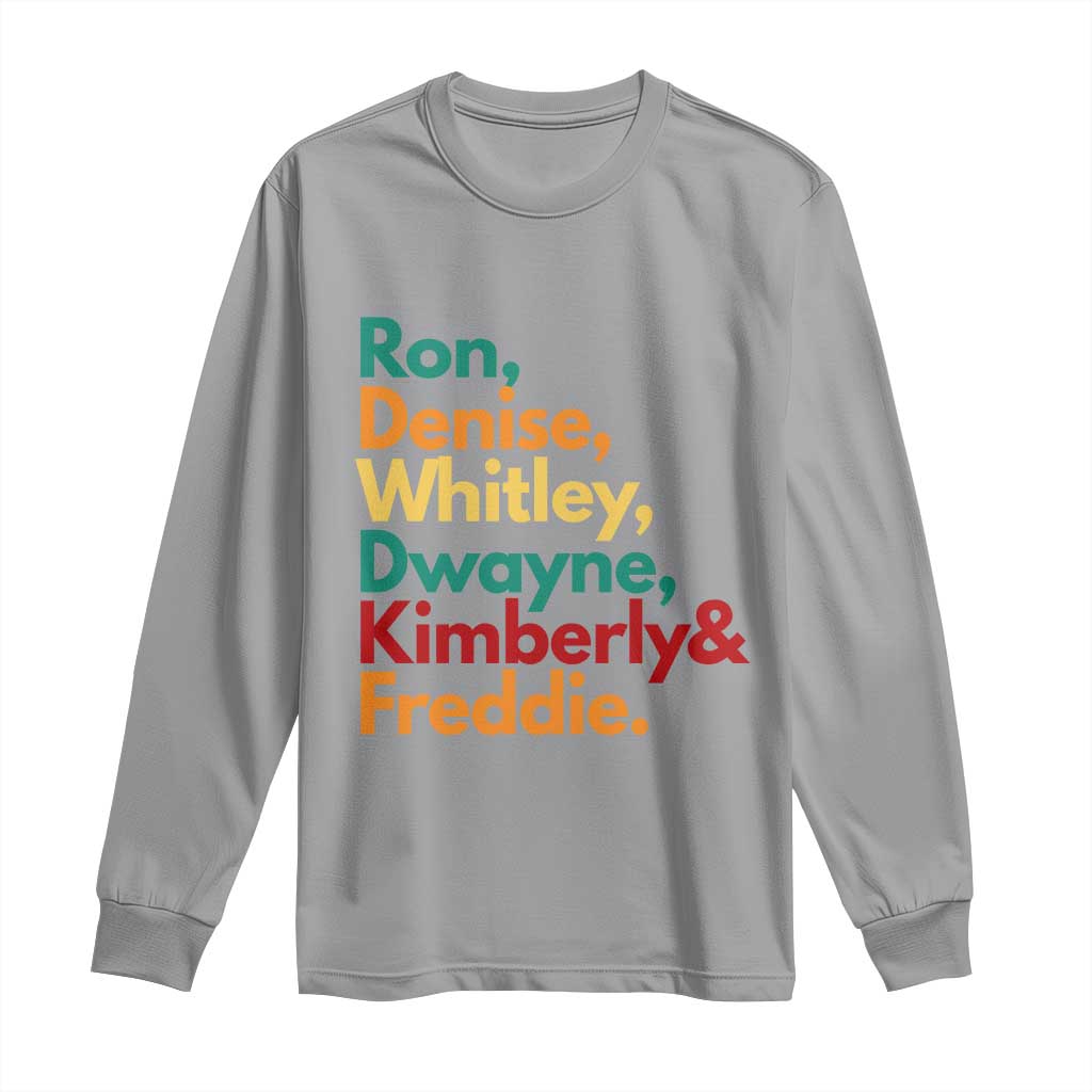 90s Black Sitcom HBCU Culture Tribute Long Sleeve Shirt Ron Denise Whitley Dwayne Kimberly Freddie TS02 Sport Gray Print Your Wear