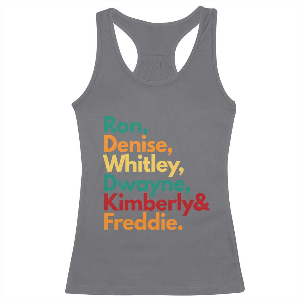 90s Black Sitcom HBCU Culture Tribute Racerback Tank Top Ron Denise Whitley Dwayne Kimberly Freddie TS02 Charcoal Print Your Wear