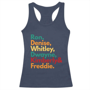 90s Black Sitcom HBCU Culture Tribute Racerback Tank Top Ron Denise Whitley Dwayne Kimberly Freddie TS02 Navy Print Your Wear